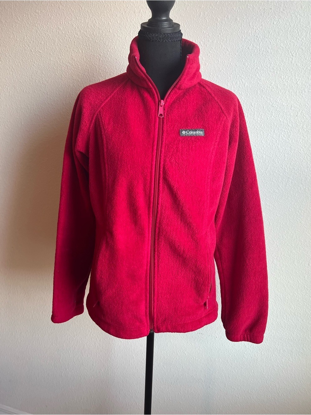Columbia Women’s Small Red Full Zip Fleece Jacket Stand Collar Outdoors